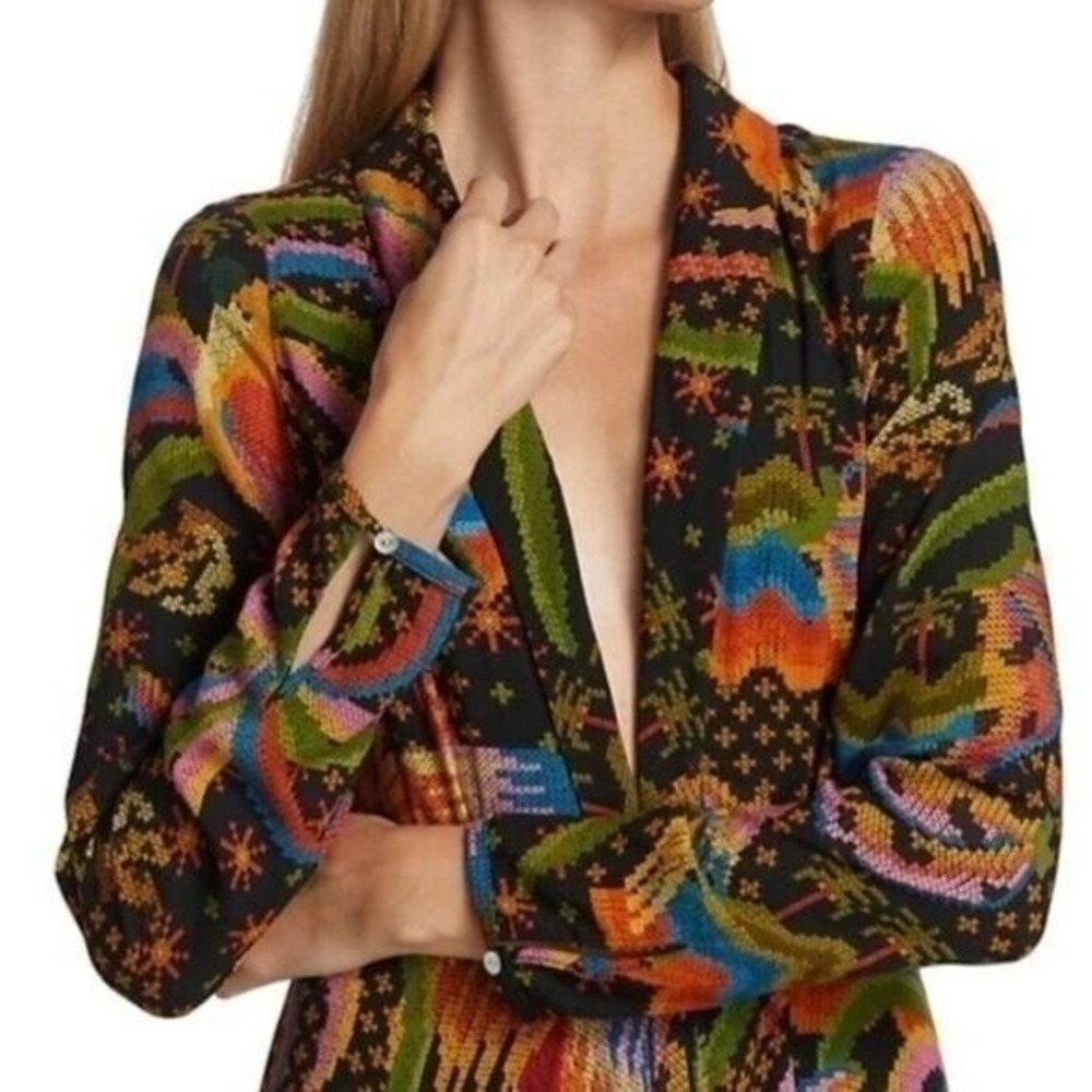 Farm Rio Macaw Island Maxi Dress Black Multicolor Boho NWT Medium